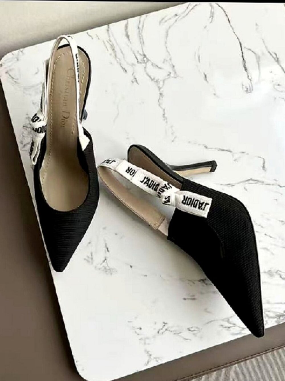 Dior Canvas Slingback Pointed Heels - Picture 3 of 5